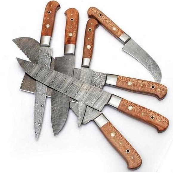 Custom made Damascus steel Chef Knife set 7Pcs - Picture 3 of 4